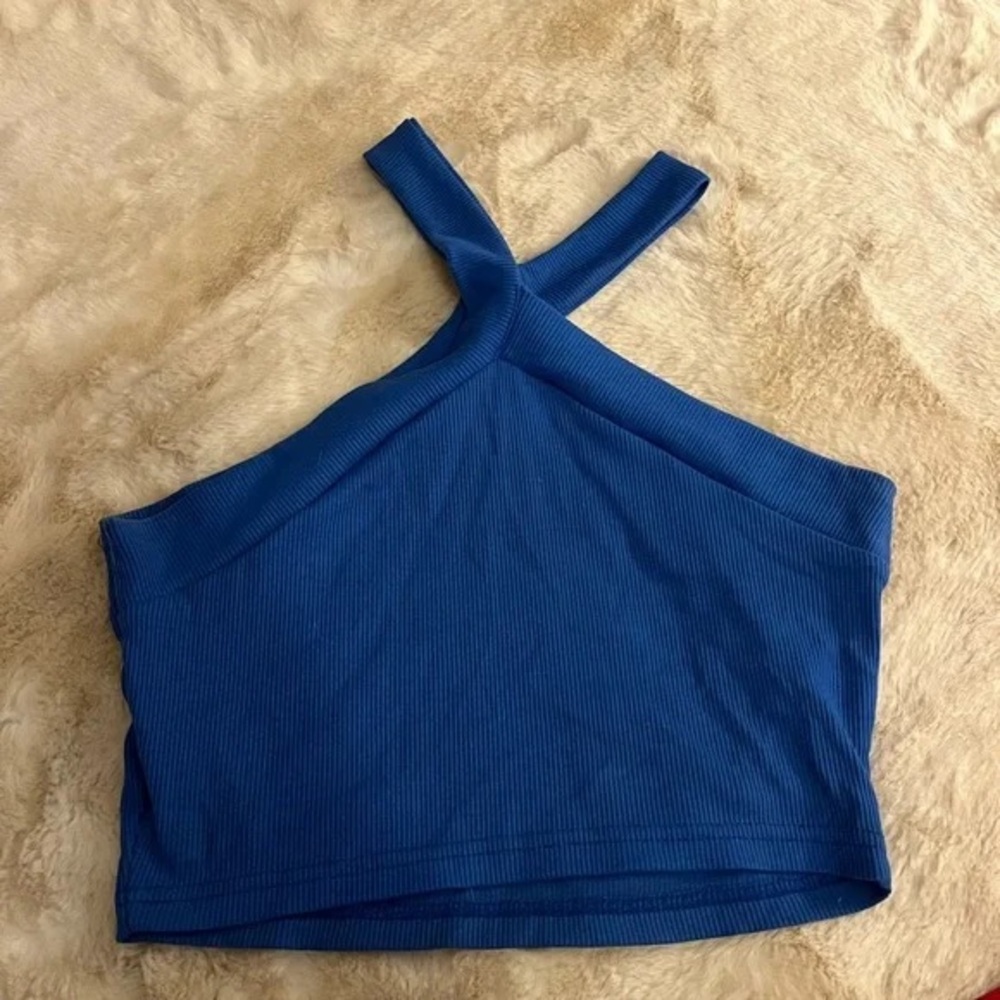 Blue Cross-Strap Women's Top